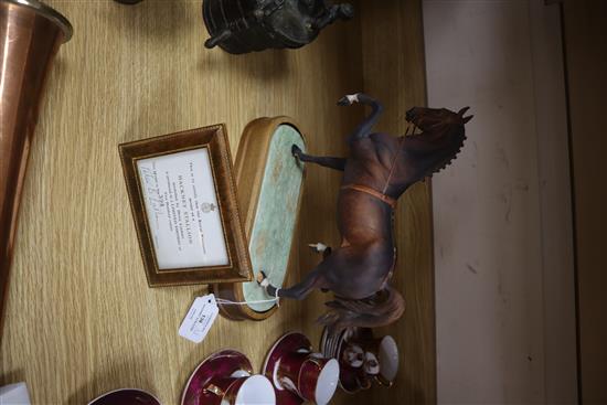 A Royal Worcester model of a Hackney Stallion after Doris Lindner, No. 394/500, with wooden plinth and certificate